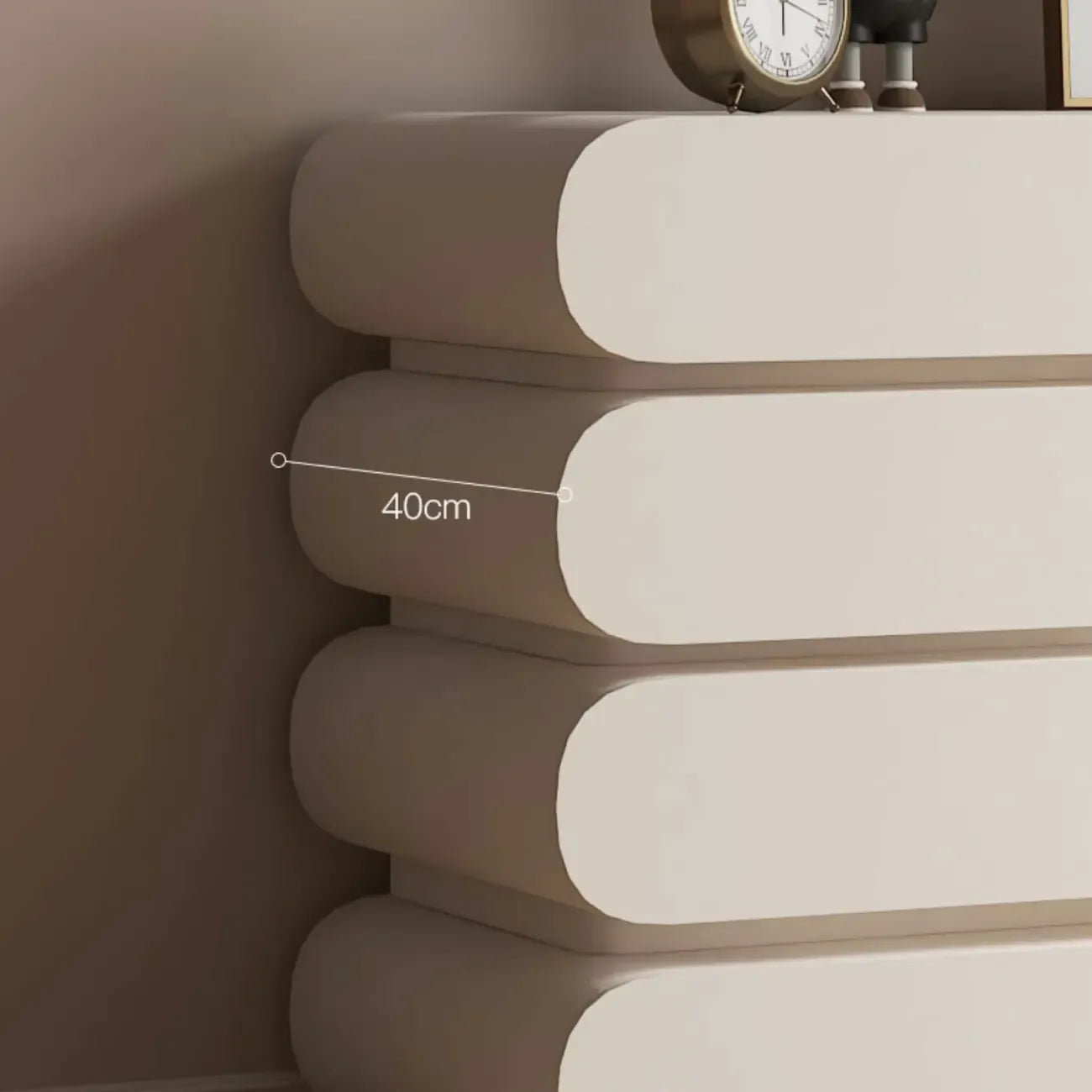 Commode double ovale en bois blanc glamour avec tiroirs à fermeture douce