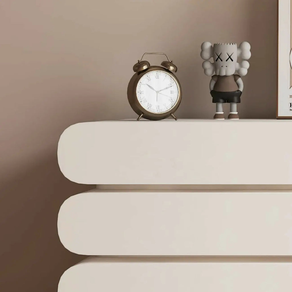 Commode double ovale en bois blanc glamour avec tiroirs à fermeture douce