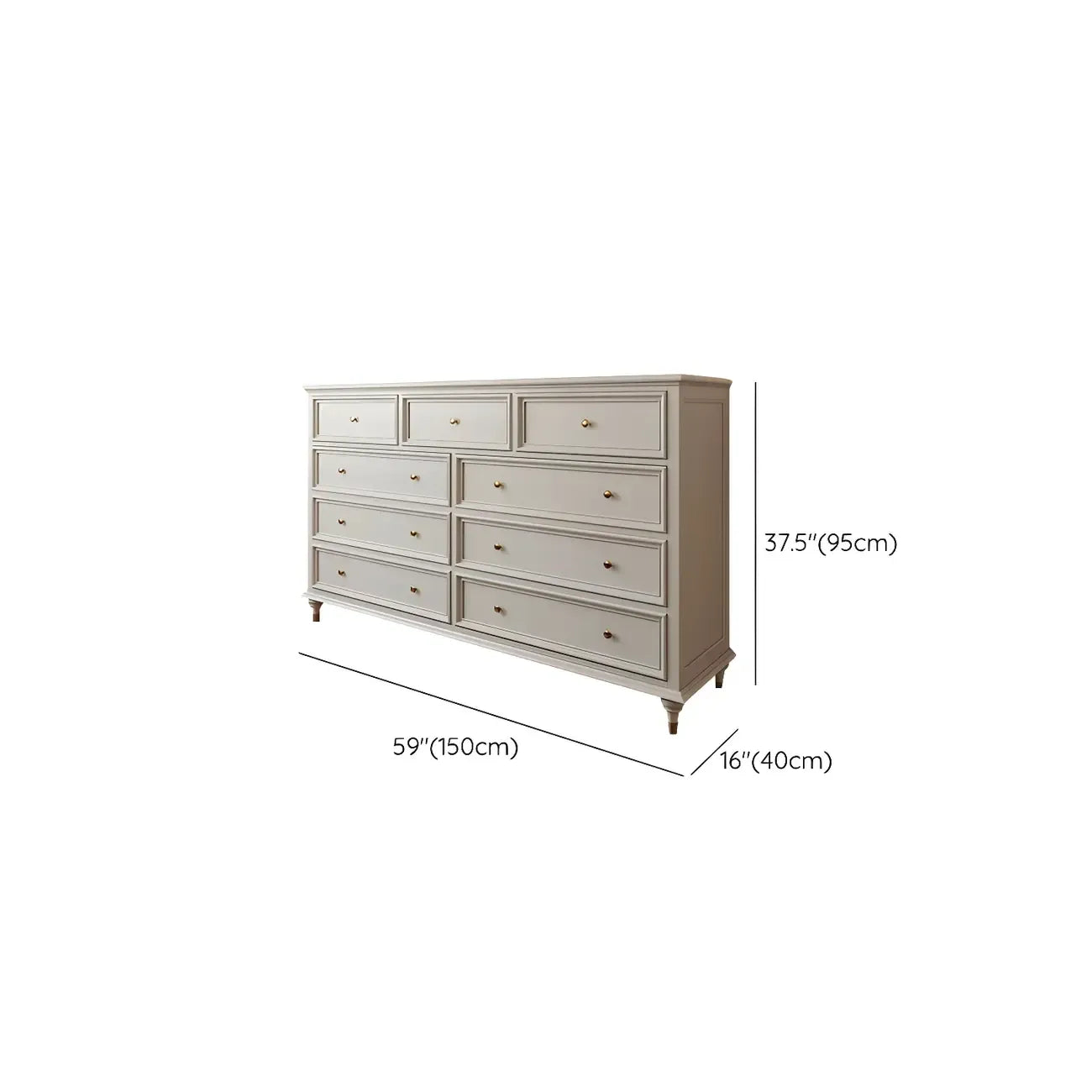 Commode double ovale en bois blanc glamour avec tiroirs à fermeture douce