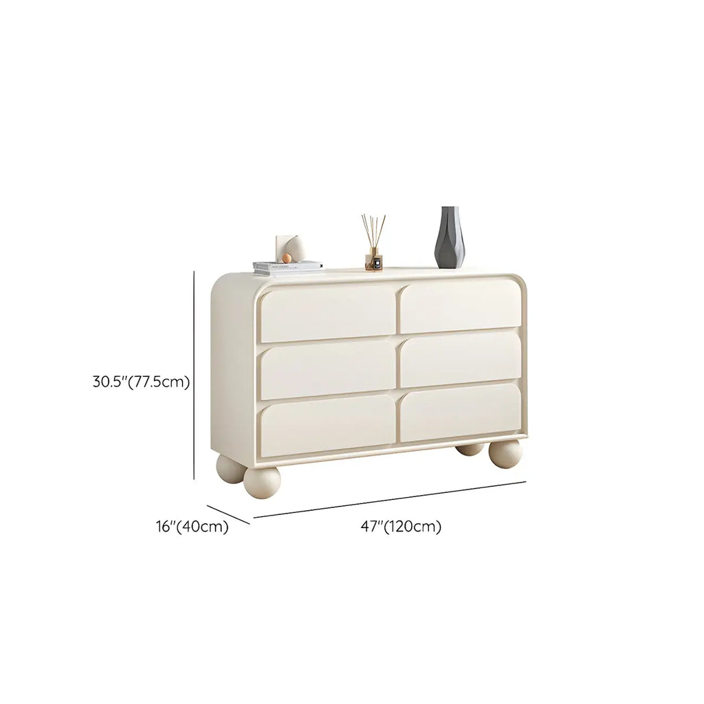Commode double ovale en bois blanc glamour avec tiroirs à fermeture douce