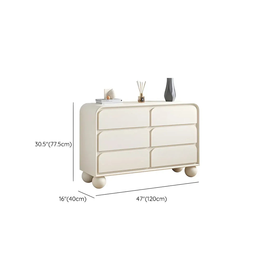Commode double ovale en bois blanc glamour avec tiroirs à fermeture douce
