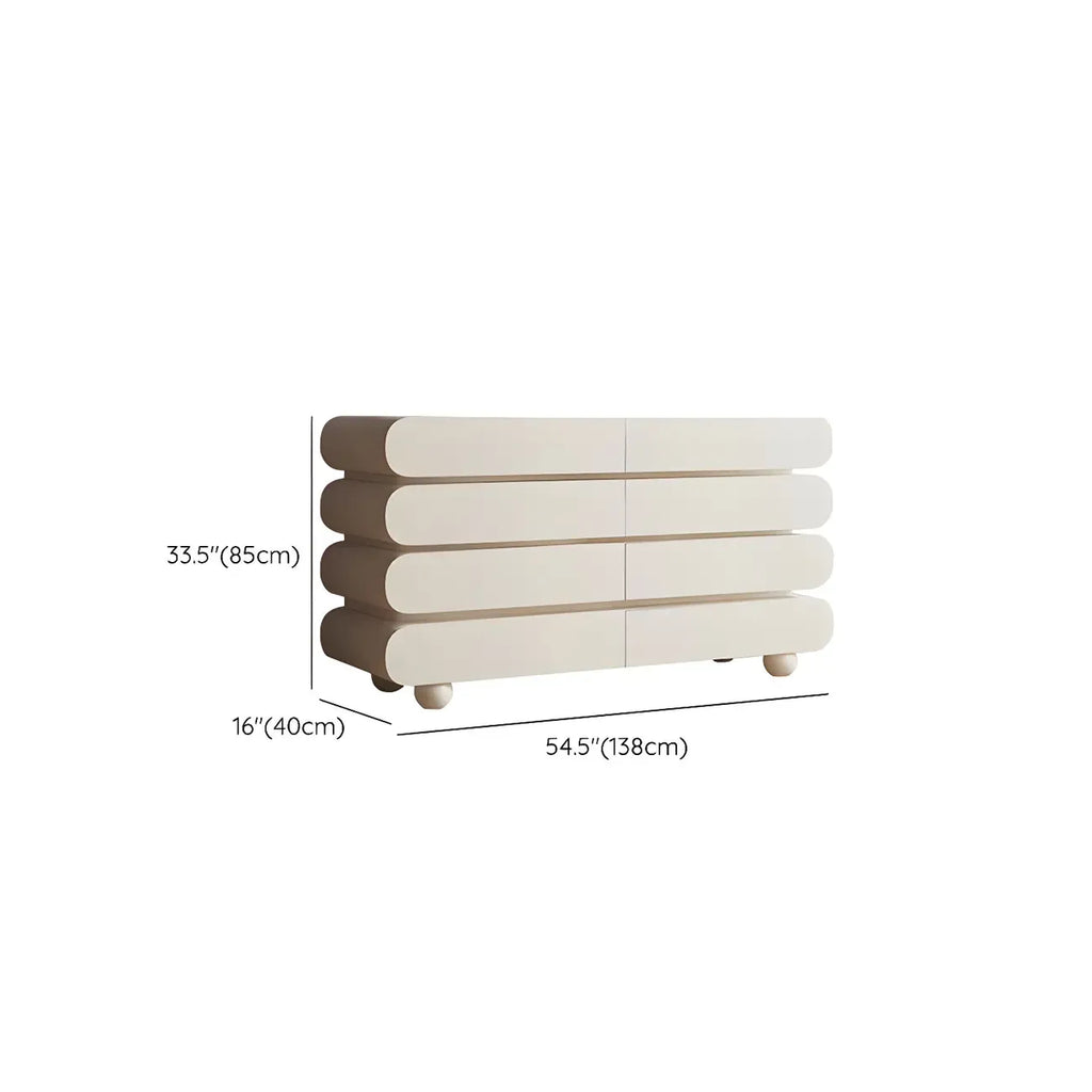 Commode double ovale en bois blanc glamour avec tiroirs à fermeture douce