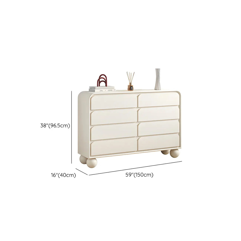Commode double ovale en bois blanc glamour avec tiroirs à fermeture douce