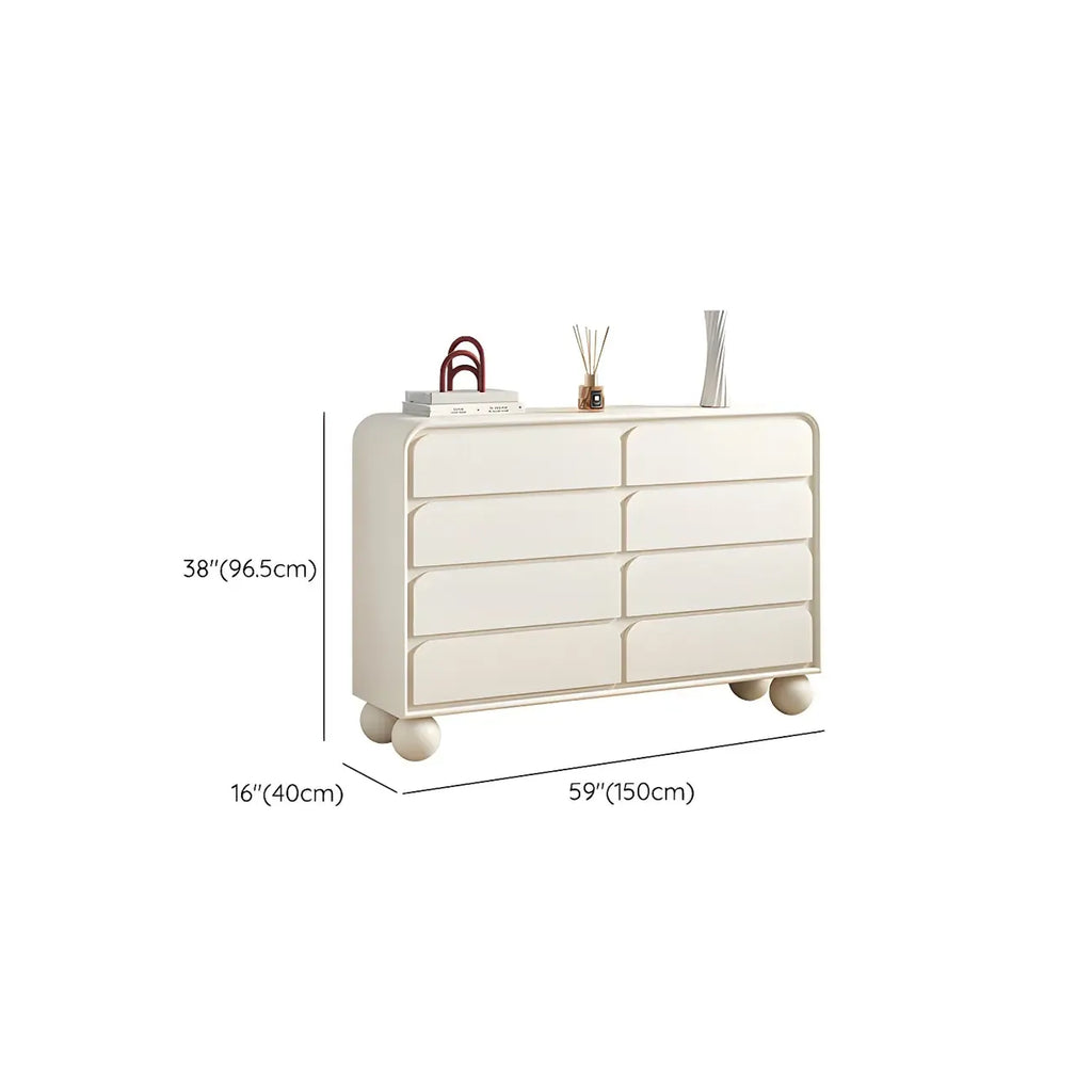 Commode double ovale en bois blanc glamour avec tiroirs à fermeture douce