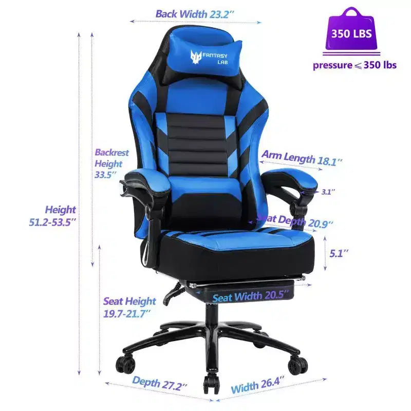 Sedia da gaming Okak High-Back, sedia da ufficio ergonomica con poggiapiedi pieghevole, sedia confortevole regolabile in altezza per studio, sala gaming