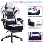 Sedia da gaming Okak High-Back, sedia da ufficio ergonomica con poggiapiedi pieghevole, sedia confortevole regolabile in altezza per studio, sala gaming