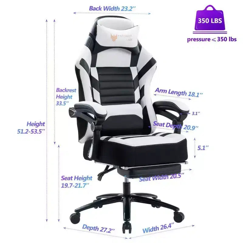 Sedia da gaming Okak High-Back, sedia da ufficio ergonomica con poggiapiedi pieghevole, sedia confortevole regolabile in altezza per studio, sala gaming