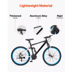 VEVOR Mountain Bike, Bici MTB da 26 pollici con doppia sospensione completa, cambio a 21 velocità, doppi freni a disco, telaio in lega di alluminio, Nero&Blu