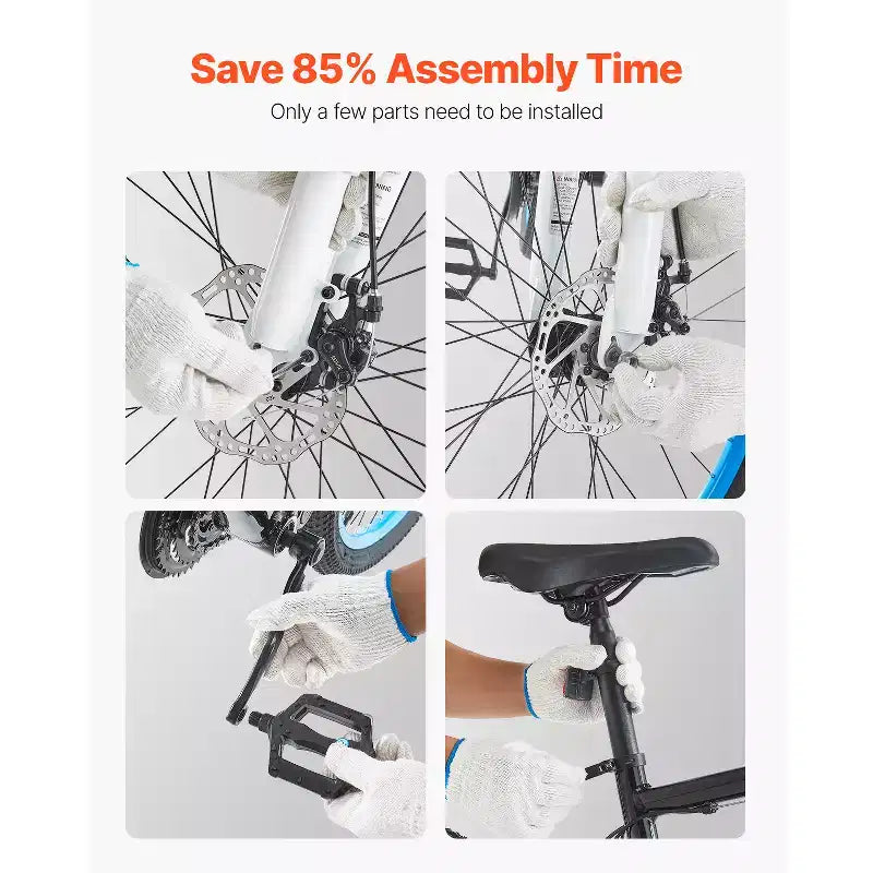 VEVOR Mountain Bike, Bici MTB da 26 pollici con doppia sospensione completa, cambio a 21 velocità, doppi freni a disco, telaio in lega di alluminio, Nero&Blu
