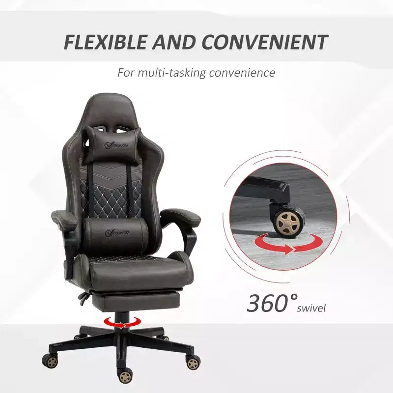 Chaise de gaming Okak High-Back avec appuie-tête, chaise d'ordinateur avec soutien lombaire et repose-pieds, chaise de bureau pour l'étude, salle de lecture