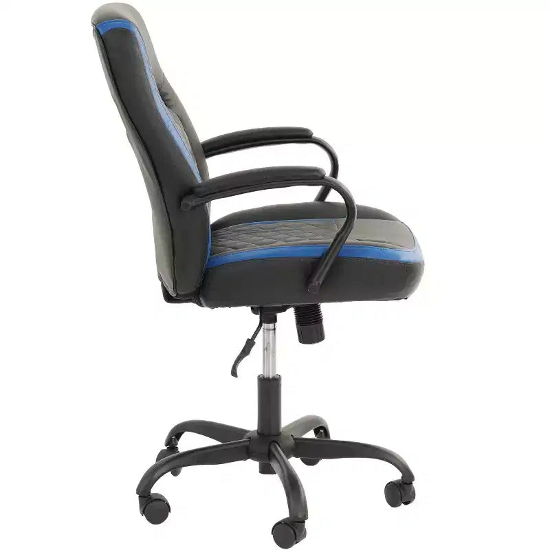 Sedia da gaming Okak con braccioli, sedia incrociata con ruote, sedia da computer imbottita per studio, ufficio, sala giochi