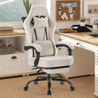 Chaise de jeu d'ordinateur MAYEERTY avec support lombaire Hauteur réglable Roues rotatives à 360° Accoudoirs et appuie-tête inclus