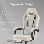 Chaise de jeu d'ordinateur MAYEERTY avec support lombaire Hauteur réglable Roues rotatives à 360° Accoudoirs et appuie-tête inclus