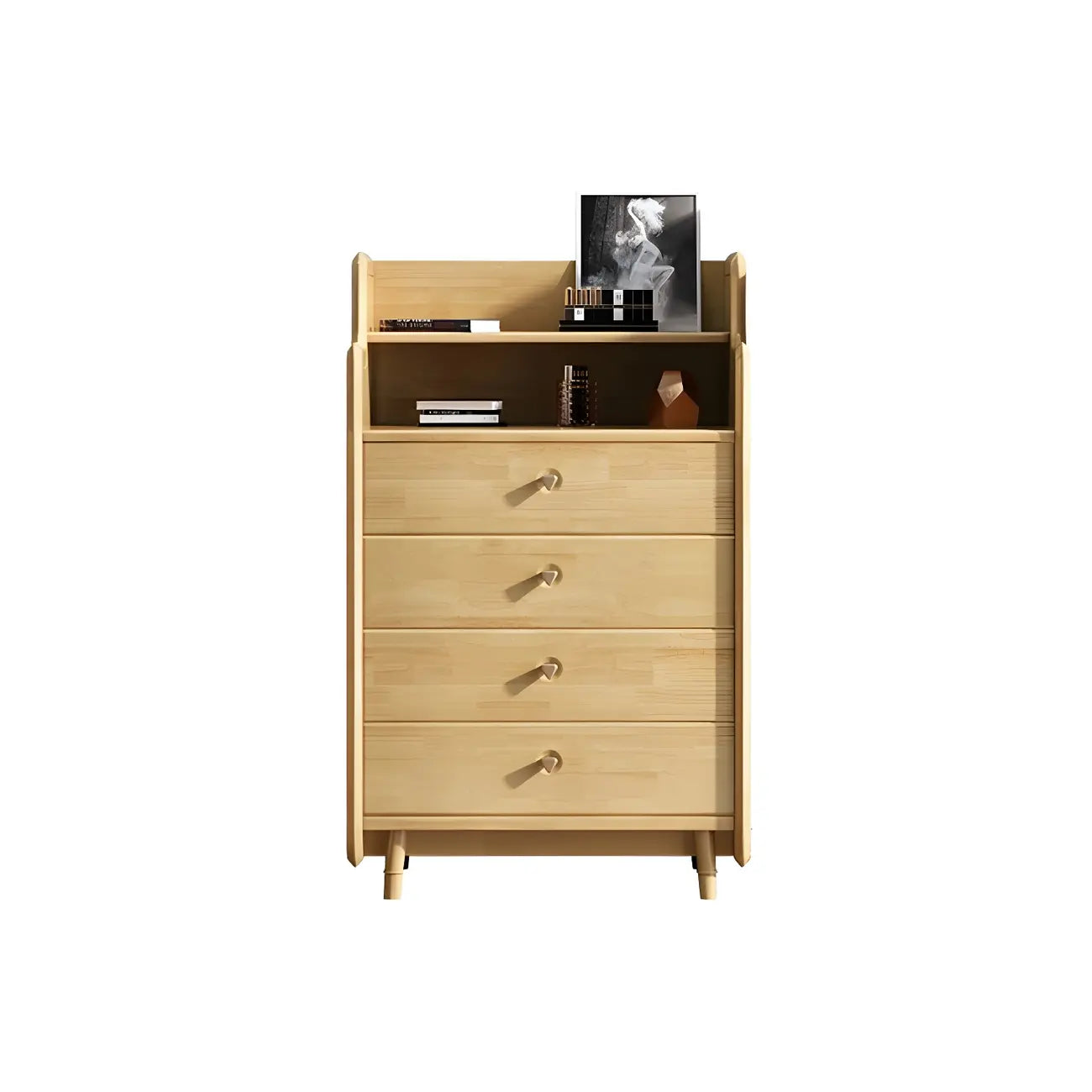Commode d'appoint en rotin et bois brun avec plusieurs tiroirs