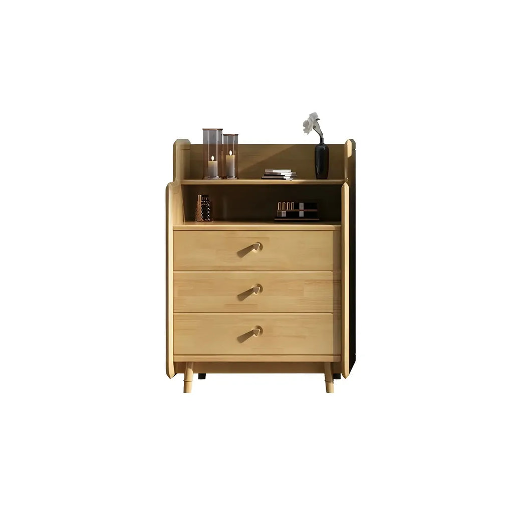 Commode d'appoint en rotin et bois brun avec plusieurs tiroirs
