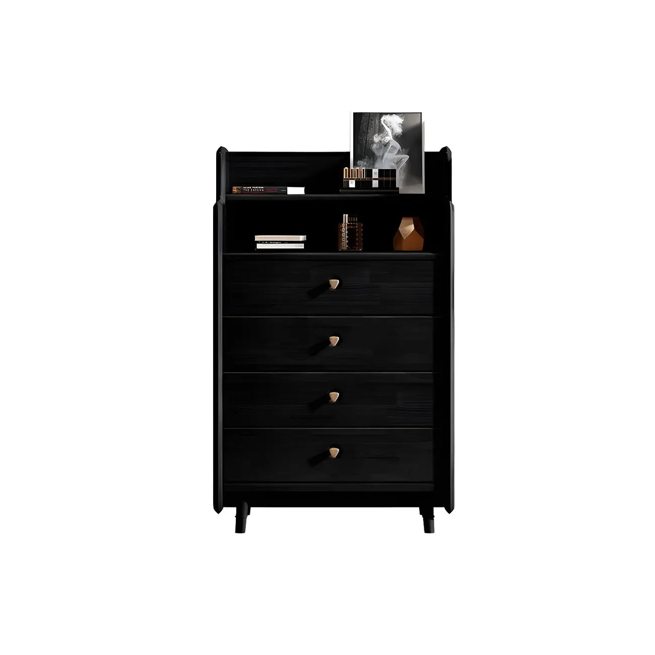 Commode d'appoint en rotin et bois brun avec plusieurs tiroirs