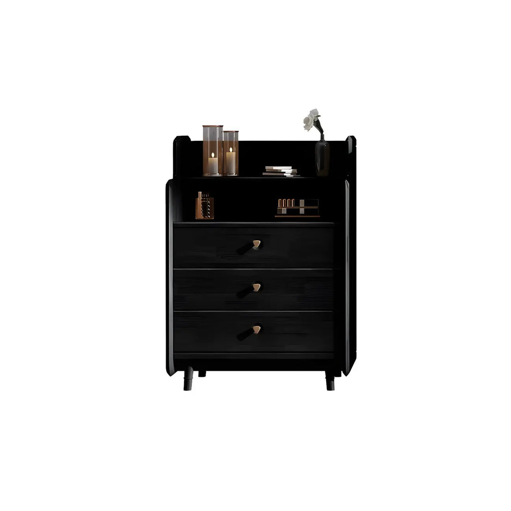 Commode d'appoint en rotin et bois brun avec plusieurs tiroirs
