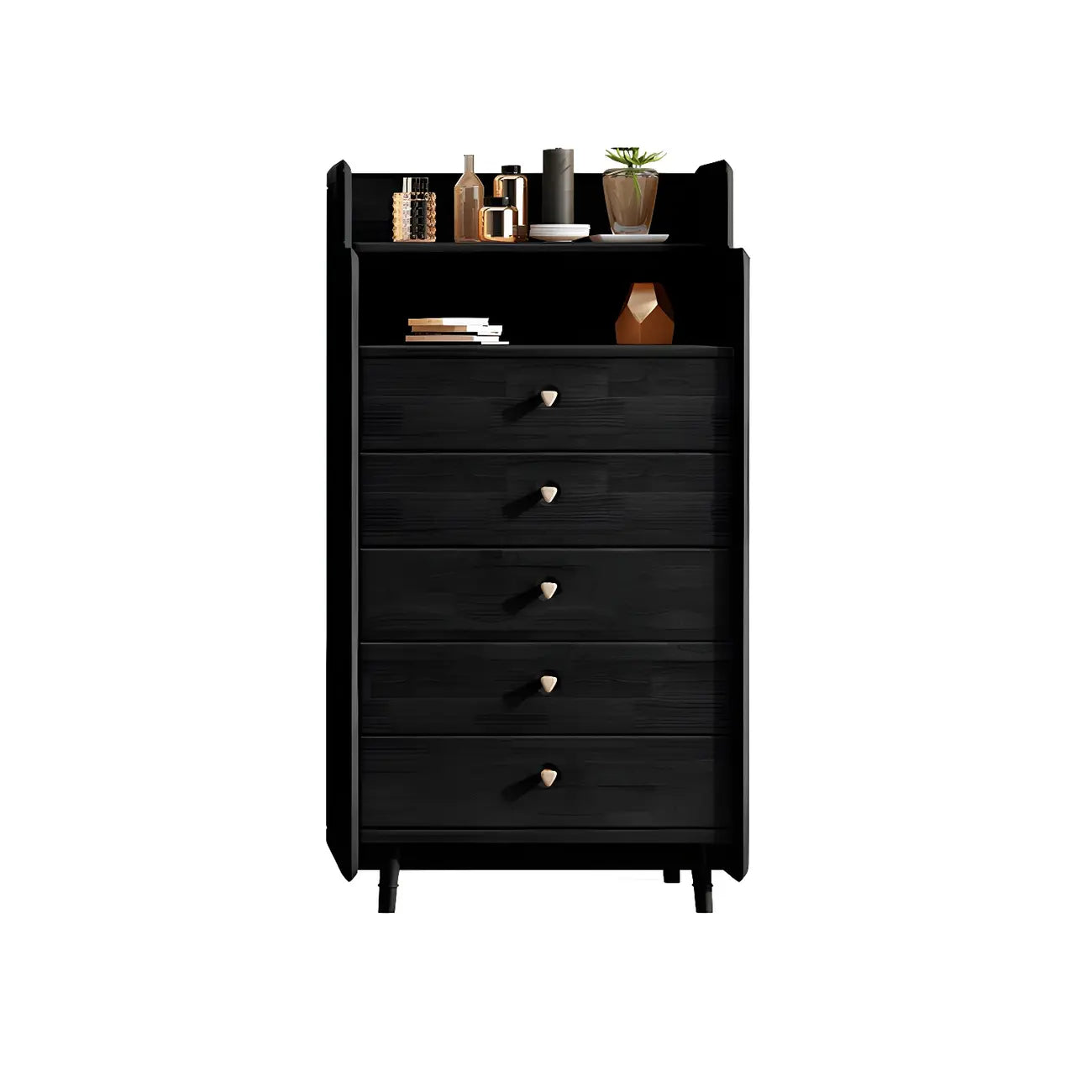 Commode d'appoint en rotin et bois brun avec plusieurs tiroirs