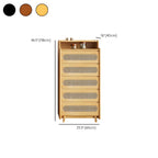 Commode d'appoint en rotin et bois brun avec plusieurs tiroirs