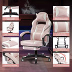 Sedia rosa fior di ciliegio con poggiapiedi, sedia ergonomica da computer con supporto lombare e poggiatesta, base girevole a 360° e sedia direzionale regolabile in altezza