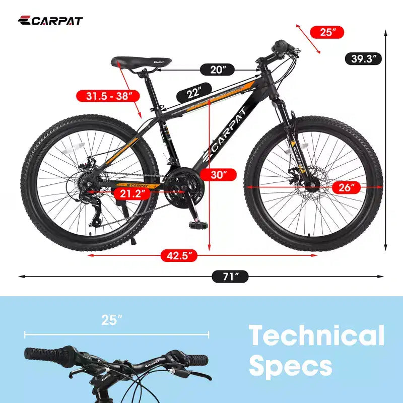 Mountain bike Zeus & Ruta 26 con 21 rapporti, doppia sospensione, telaio in acciaio al carbonio per adulti e ragazzi
