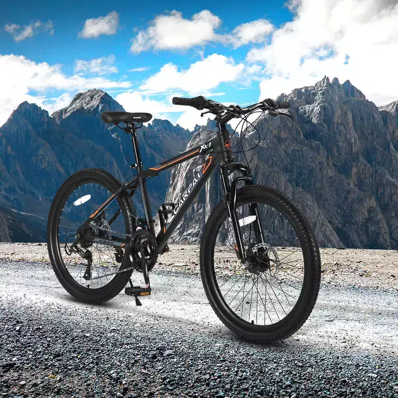 Bicicletta da montagna Zeus & Ruta 24 con cambio a 21 velocità, doppi freni a disco, telaio in acciaio resistente per ragazzi e ragazze