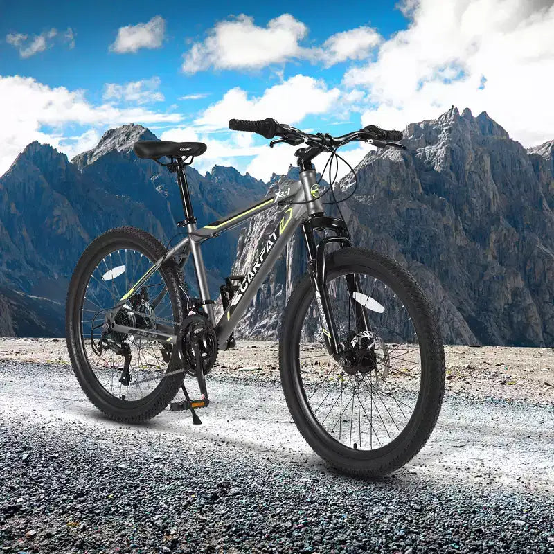 Bicicletta da montagna Zeus & Ruta 24 con cambio a 21 velocità, doppi freni a disco, telaio in acciaio resistente per ragazzi e ragazze