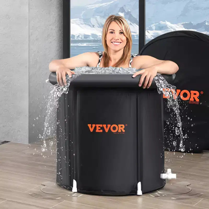 Baignoire de glace VEVOR, baignoire de thérapie par l'eau froide pour athlètes, piscine de récupération portable d'extérieur, baignoire de 340 L, 81x76 cm, noir