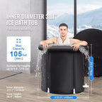 Baignoire de glace VEVOR, baignoire de plongée thérapeutique à eau froide pour athlètes, piscine de plongée portable avec baril de glace pour la récupération, 397 litres, 86x76 cm, noir