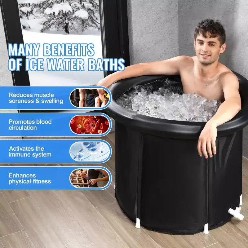 Baignoire de glace VEVOR, baignoire de plongée thérapeutique à eau froide pour athlètes, piscine de plongée portable avec baril de glace pour la récupération, 397 litres, 86x76 cm, noir