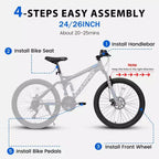 Whisen 26 Mountain Bike da Adulto con Sospensione Completa, Cambio a 21 Velocità, Freni a Disco