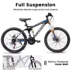 Whisen 26 Mountain Bike da Adulto con Sospensione Completa, Cambio a 21 Velocità, Freni a Disco