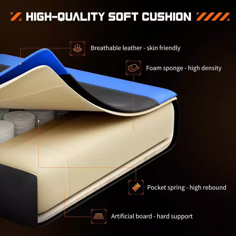 MAYEERTY Sedia da gaming Sedia da scrivania per videogiochi Ergonomica da computer con poggiapiedi Comoda con supporto lombare Reclinabile in pelle PU con poggiatesta Braccioli fissi