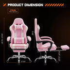 MAYEERTY Sedia da gaming Sedia da scrivania per videogiochi Ergonomica da computer con poggiapiedi Comoda con supporto lombare Reclinabile in pelle PU con poggiatesta Braccioli fissi