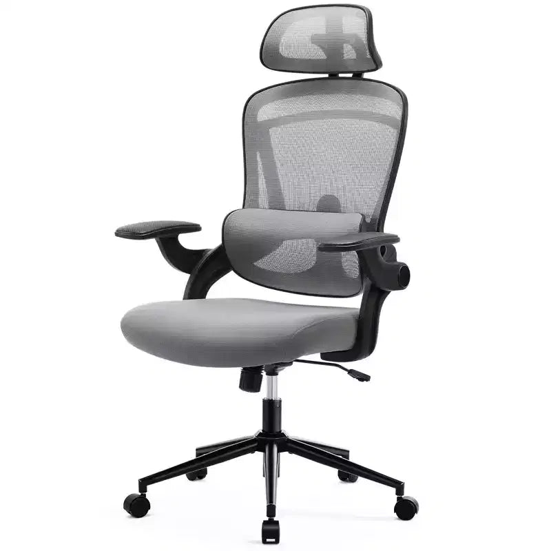 Sedia da ufficio ergonomica con schienale alto Okak con supporto lombare regolabile, sedia da gaming con poggiatesta in rete, sedia per computer per casa, ufficio