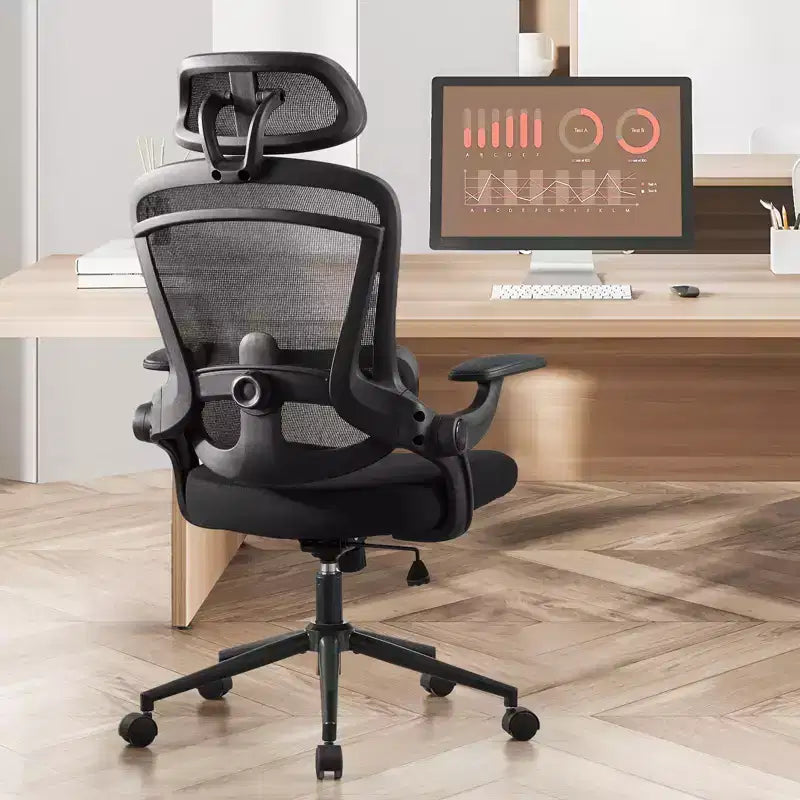 Sedia da ufficio ergonomica con schienale alto Okak con supporto lombare regolabile, sedia da gaming con poggiatesta in rete, sedia per computer per casa, ufficio