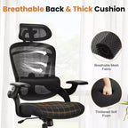 Sedia da ufficio ergonomica con schienale alto Okak con supporto lombare regolabile, sedia da gaming con poggiatesta in rete, sedia per computer per casa, ufficio