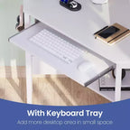 Greenstell Petit bureau d'angle avec prise de courant, bureau d'ordinateur avec lumière LED, support d'écran, tiroir à clavier et support de casque