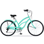 Whisen 26 Bici da donna per adulti da esterno, Beach Cruiser con telaio in acciaio ad arco ribassato, 7 velocità