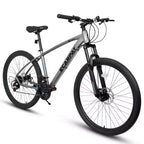 Whisen Mountain Bike 27 Pollici 21 Velocità, Forcella Ammortizzata, Telaio in Alluminio Freno a Disco - Grigio