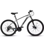 Whisen Mountain Bike 27 Pollici 21 Velocità, Forcella Ammortizzata, Telaio in Alluminio Freno a Disco - Grigio