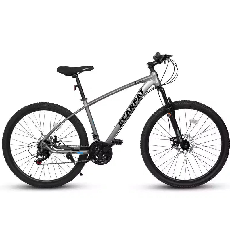 Whisen Mountain Bike 27 Pollici 21 Velocità, Forcella Ammortizzata, Telaio in Alluminio Freno a Disco - Grigio
