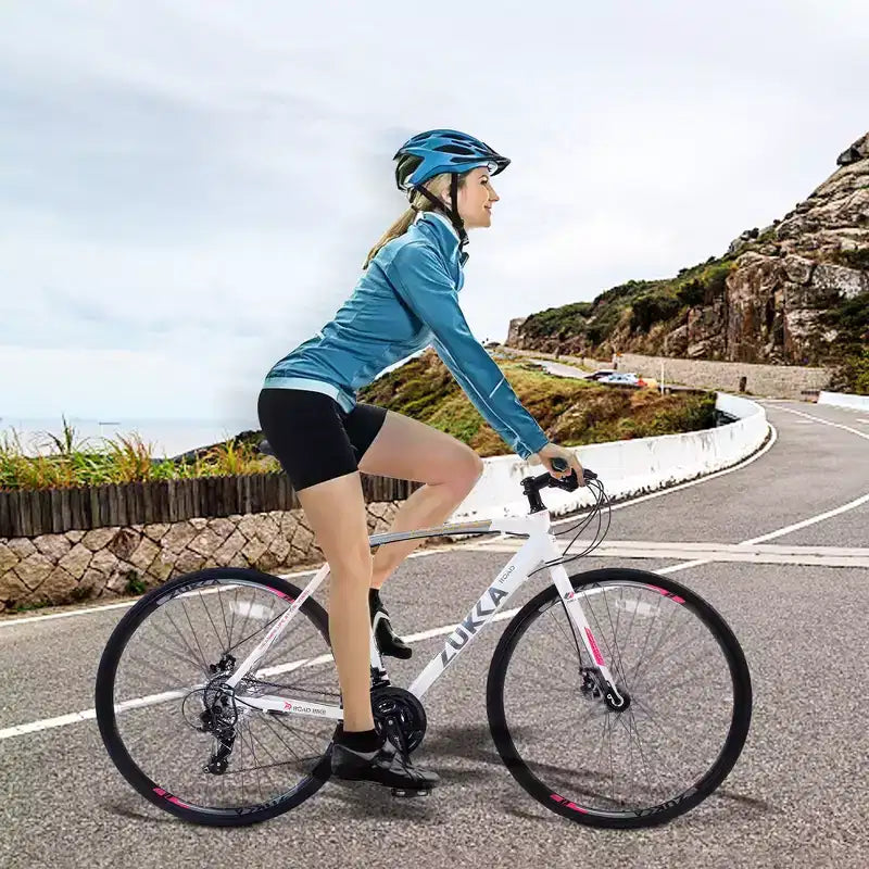Vélo hybride adulte Whisen 28, vélo de route avec vitesses 24 rapports, freins à disque