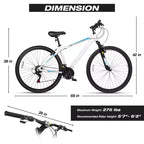 Hykolity VTT 29 pouces 29r Vélo de sport Grande taille Tout-suspendu Léger Cyclisme en plein air pour homme femme adulte - Blanc pâle