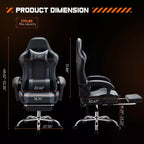 Sedia da gioco ergonomica Okak con poggiapiedi e supporto lombare, sedia da computer con poggiatesta e braccioli, sedia con ruote per studio e ufficio