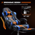 Sedia da gioco ergonomica Okak con poggiapiedi e supporto lombare, sedia da computer con poggiatesta e braccioli, sedia con ruote per studio e ufficio