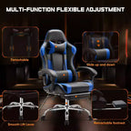 Sedia da gioco ergonomica Okak con poggiapiedi e supporto lombare, sedia da computer con poggiatesta e braccioli, sedia con ruote per studio e ufficio