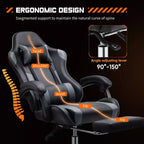 Sedia da gioco ergonomica Okak con poggiapiedi e supporto lombare, sedia da computer con poggiatesta e braccioli, sedia con ruote per studio e ufficio