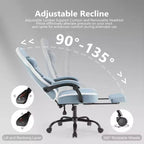 Sedia da ufficio ergonomica Okak con braccioli imbottiti, sedia da gaming con poggiapiedi e supporto lombare, sedia girevole con ruote per casa e ufficio