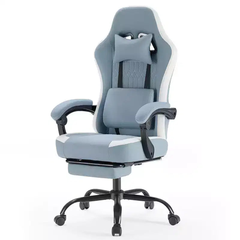 Sedia da ufficio ergonomica Okak con braccioli imbottiti, sedia da gaming con poggiapiedi e supporto lombare, sedia girevole con ruote per casa e ufficio